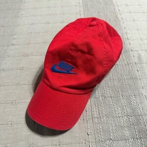 Nike Red Baseball Cap with Blue Logo